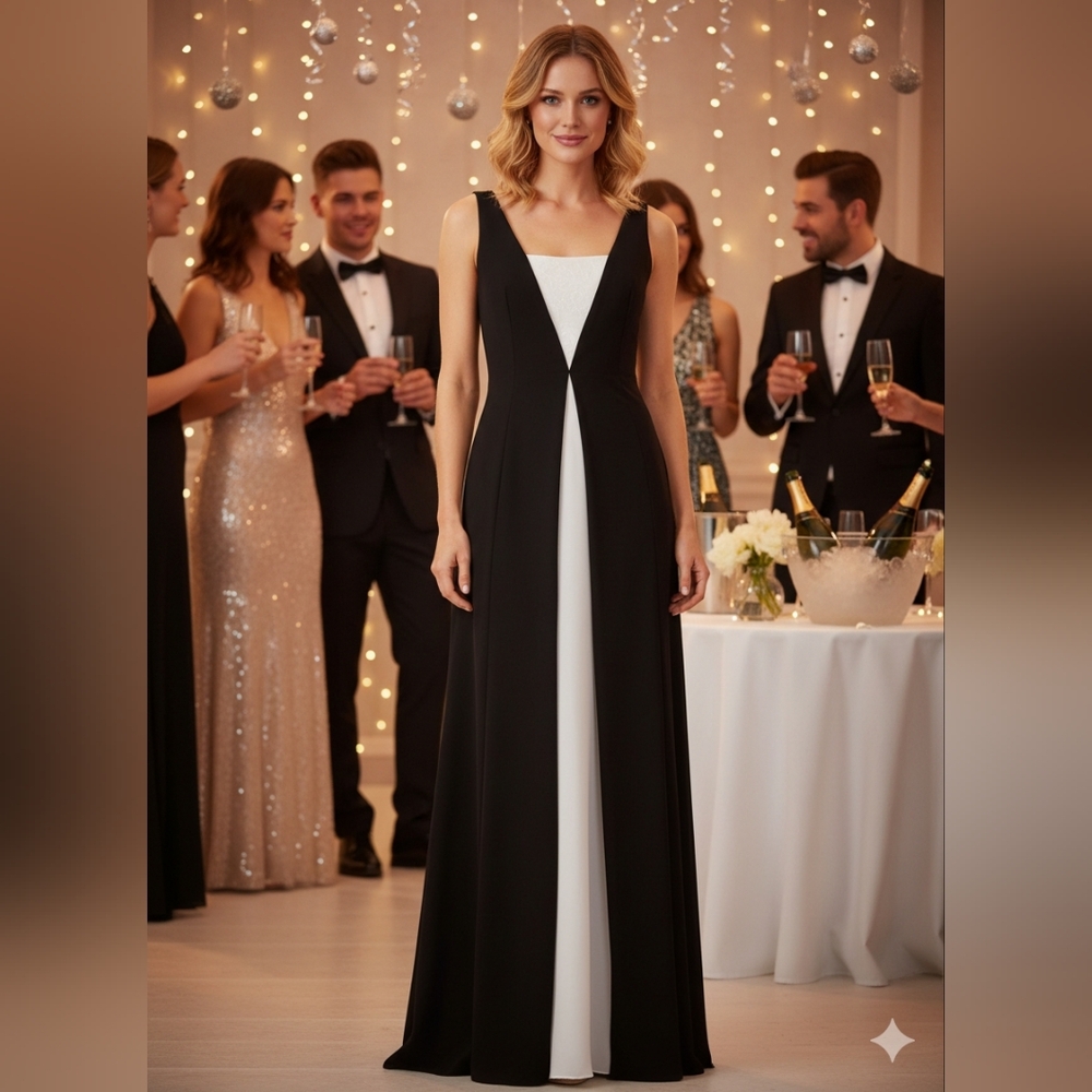 Black & white illusion maxi gown size 12